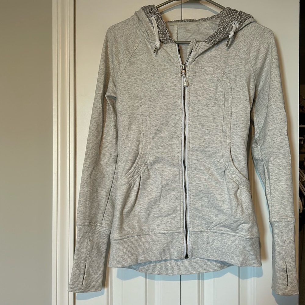 Lululemon light heather grey zip up hoodie